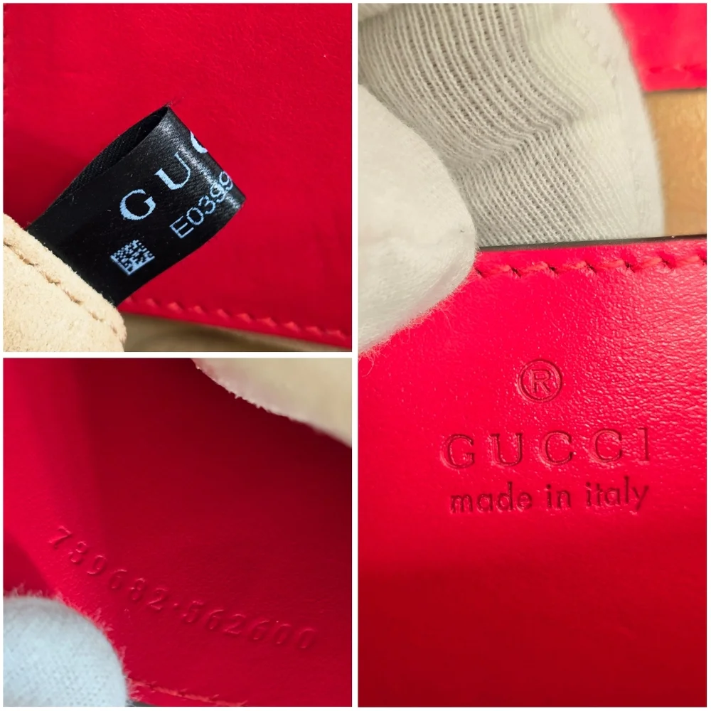Gucci GG Marmont Matelasse Mini Square Shoulder Bag Red Leather